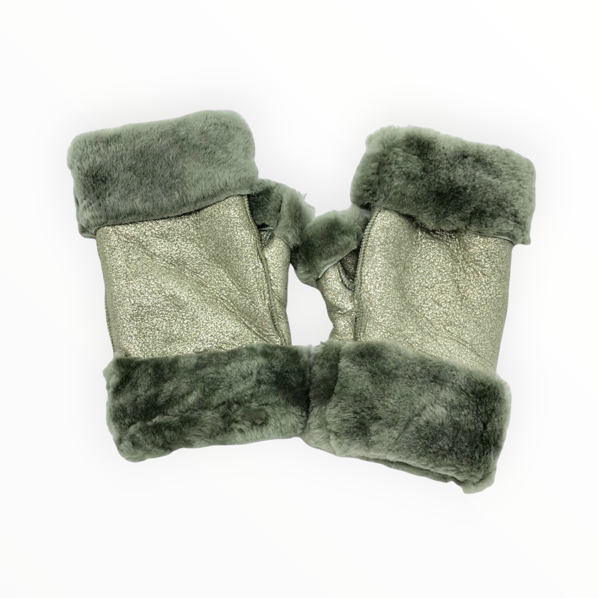 GLOVES fingerless GLITZER + GRÜN